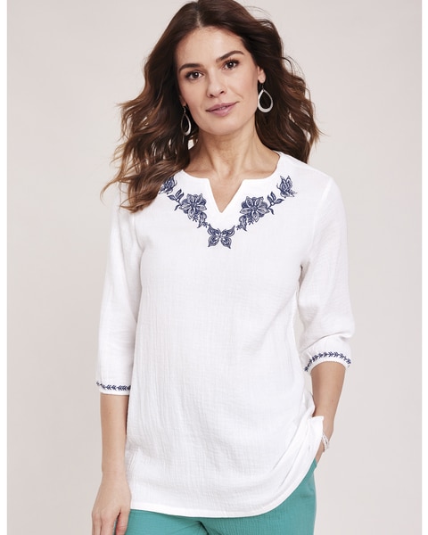 Gauze Embroidered Tunic