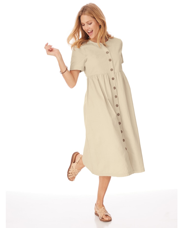 Denim Button-Front Dress image number 1