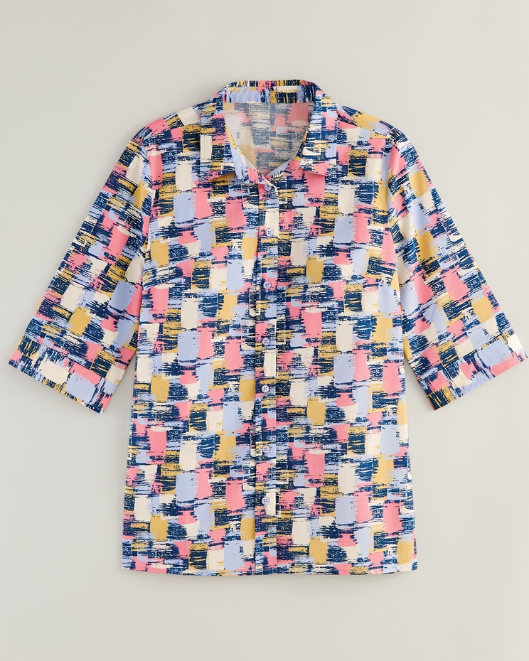 Haband Women's Printed 3/4-Sleeve Poplin Wonder Blouse image number 5