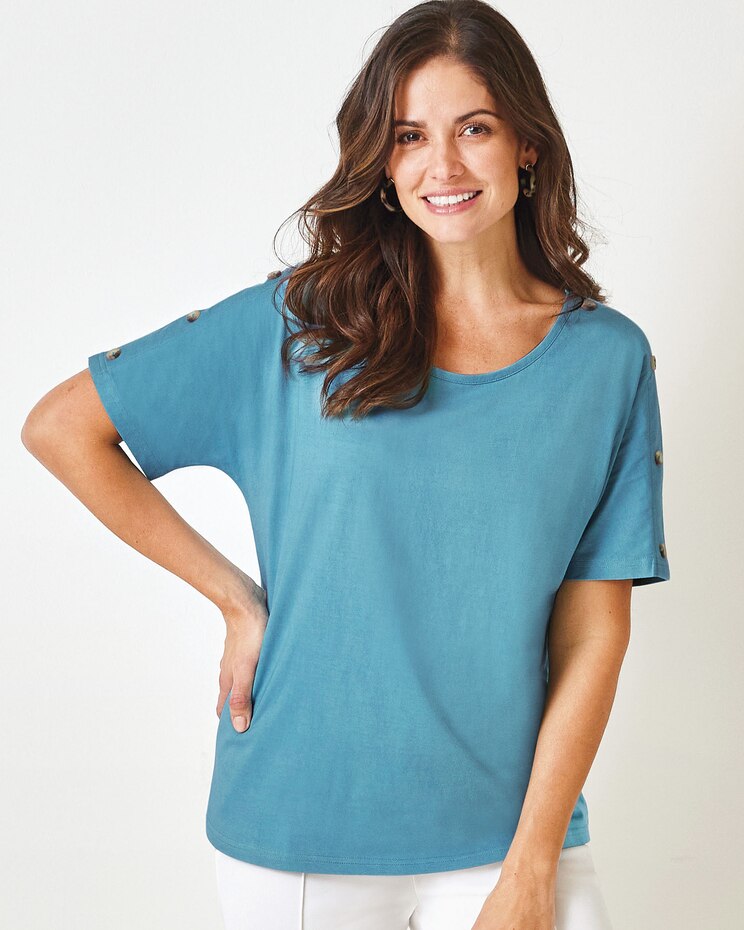 Haband Women’s Button Sleeve Knit Top image number 1