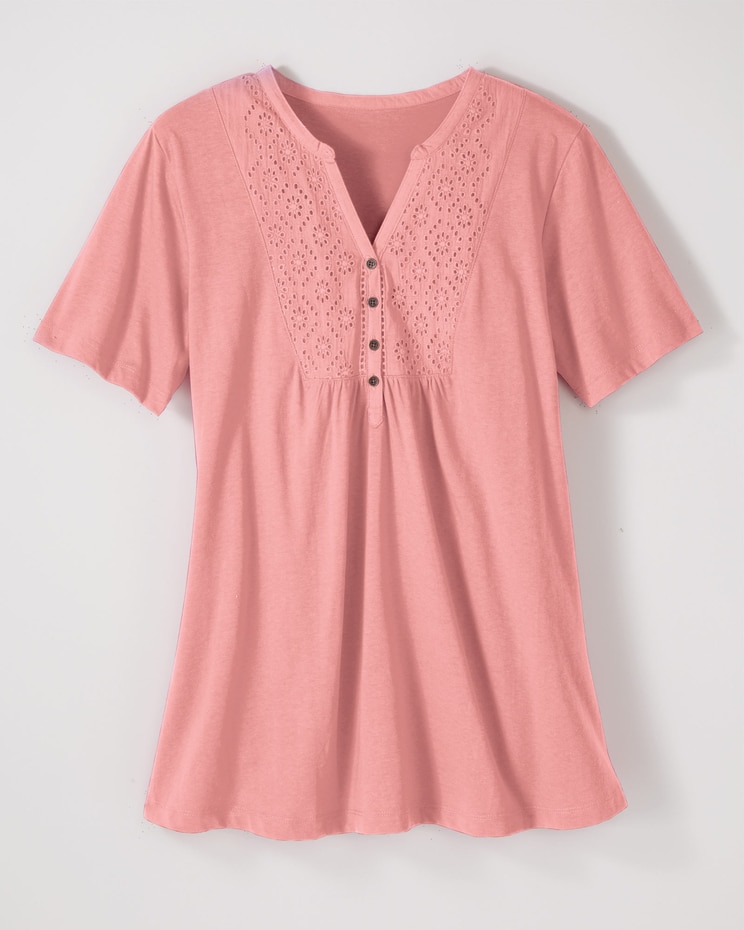 Haband Women’s Eyelet Henley Knit Tunic image number 1