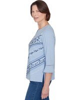 Alfred Dunner® Scottsdale Floral Chevron Beaded Split Neck Top thumbnail number 4