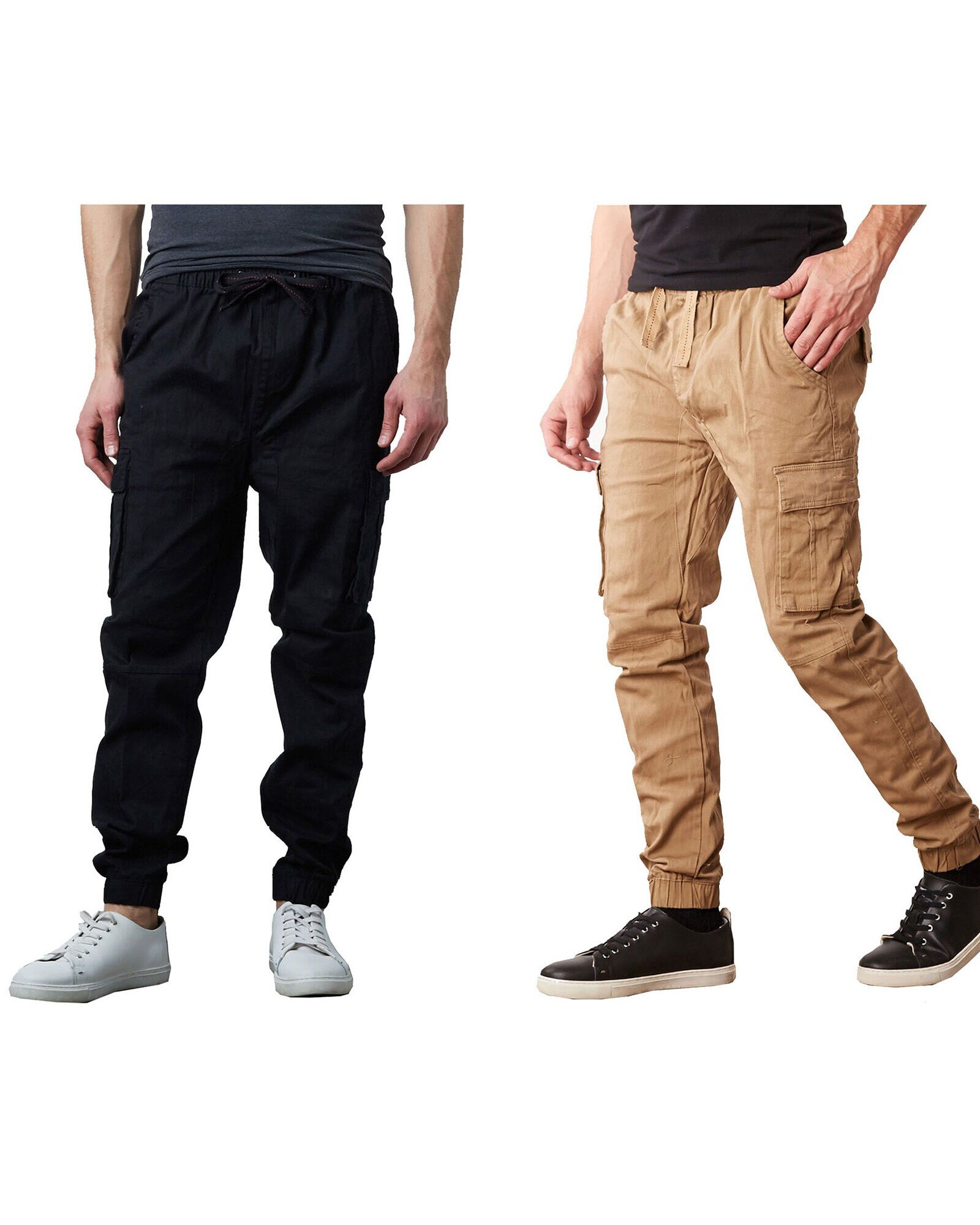 Galaxy By Harvic Men s Cotton Flex Stretch Cargo Jogger Pants 2 Pack