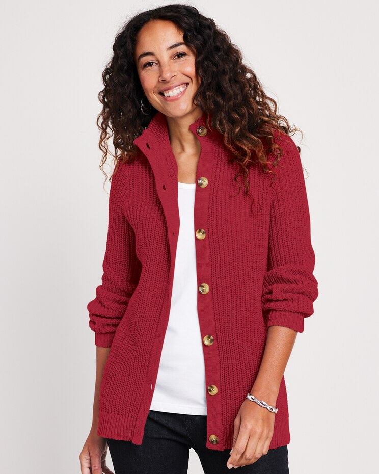 Button Front Shaker Cardigan image number 1