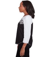 Alfred Dunner® Wild At Heart Spliced Floral Black & White Top thumbnail number 4