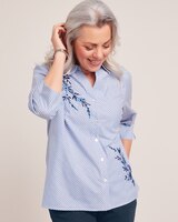 Alfred Dunner® Classic Embroidered Mitered Stripe Shirt thumbnail number 1