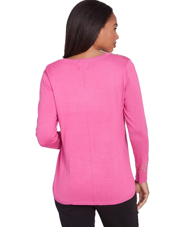 Ruby Rd® Berry Glam Emb Vneck Pullover Sweater image number 4