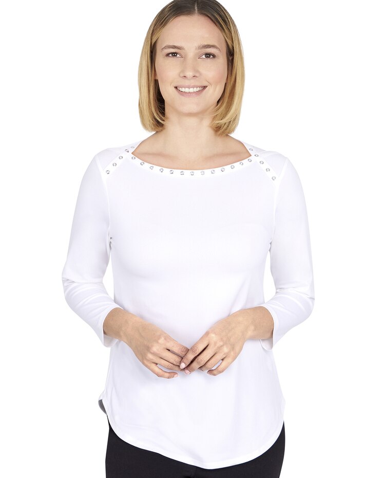 Ruby Rd® Geo Paradise Embellished Ballet Neck Top image number 1