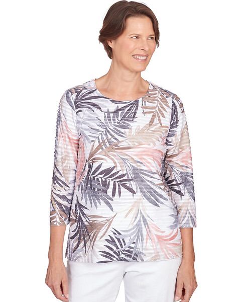 Alfred Dunner® Textured Leaves Crew Neck Top