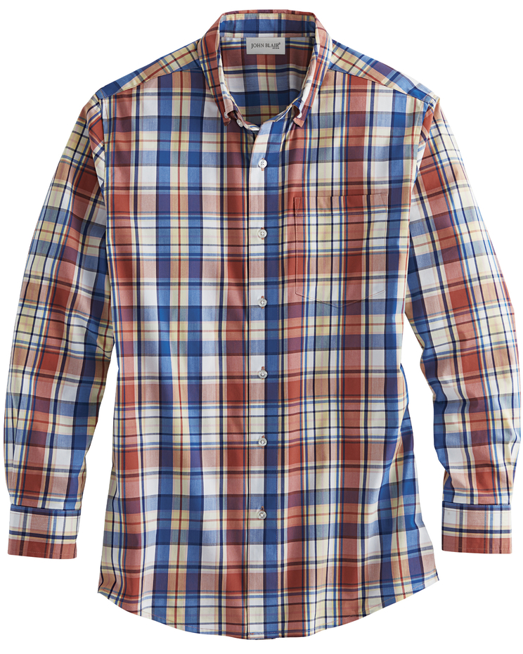 JohnBlairFlex Long-Sleeve Woven Plaid Shirt image number 1