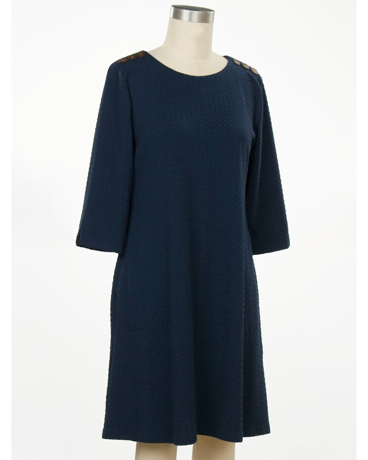 N Touch 3/4 Sleeve Loretta Solid Novelty Dress image number 1