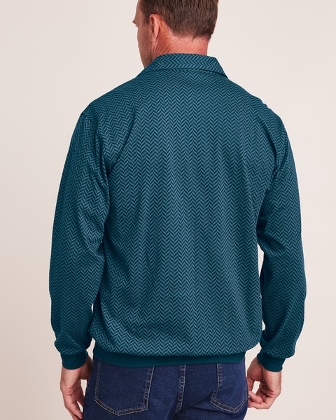 John Blair Long-Sleeve Banded-Bottom Polo