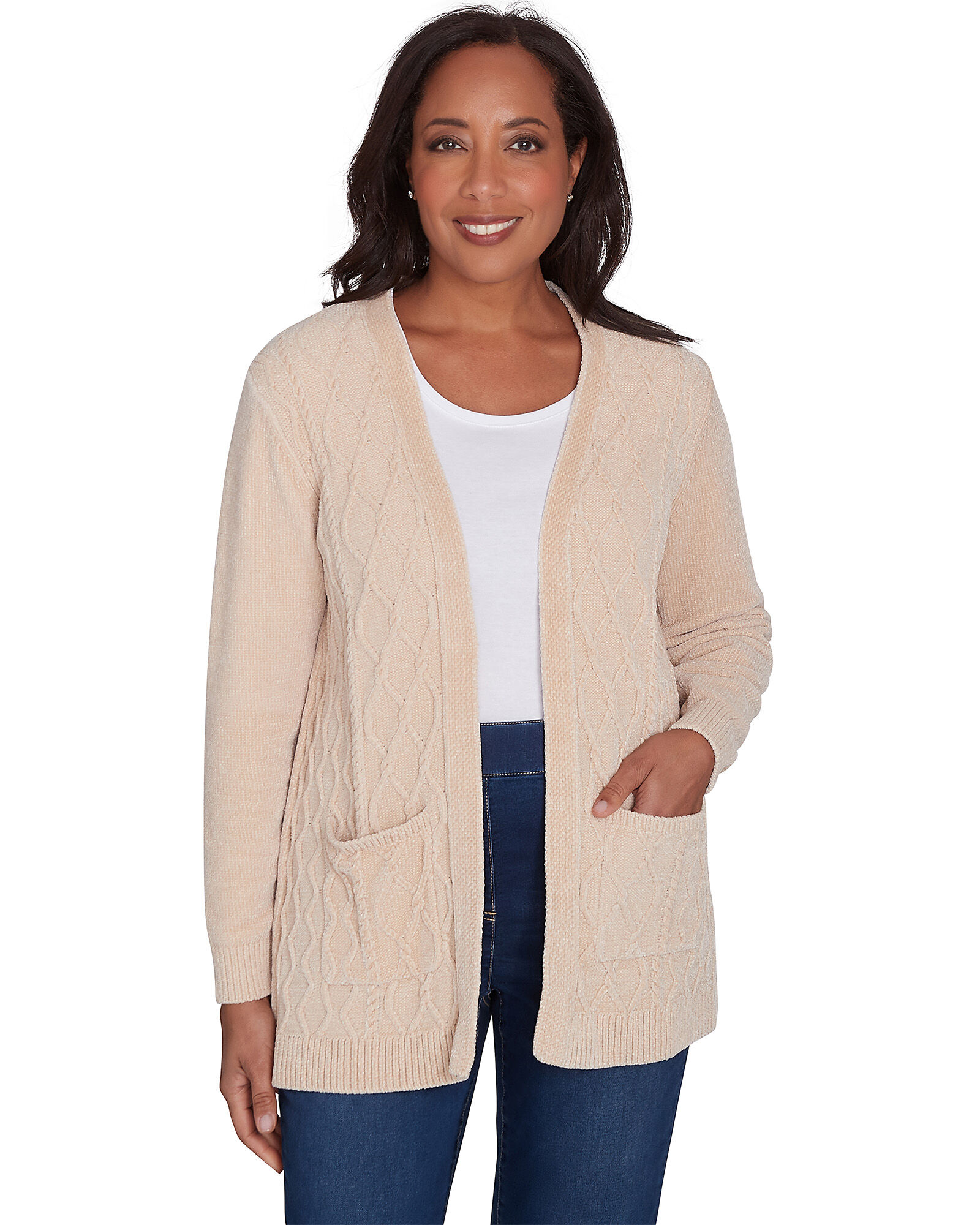 Alfred Dunner Classics Chenille Cardigan with Pockets
