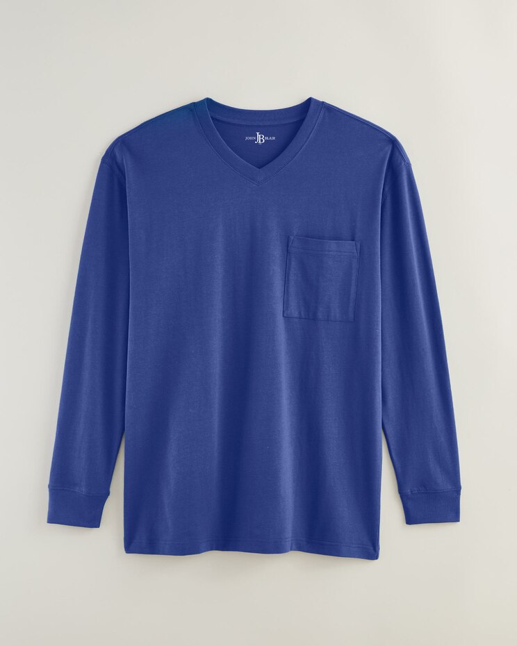 John Blair® Everyday Jersey Knit Long-Sleeve Pocket V-Neck Tee image number 1