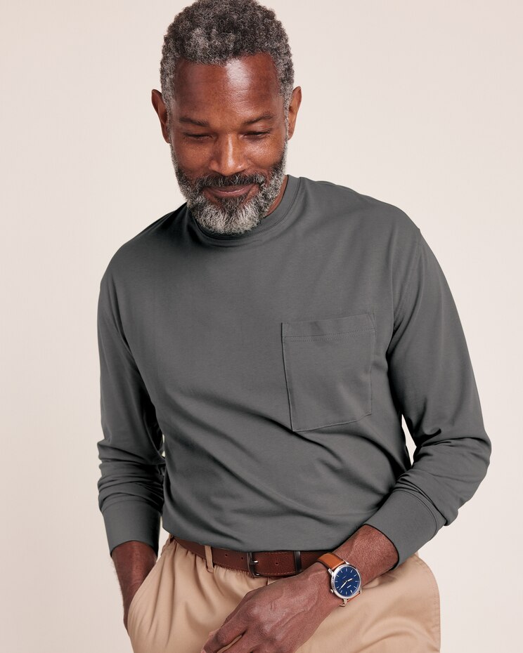 John Blair Classics Long-Sleeve Crewneck Pocket Tee image number 1