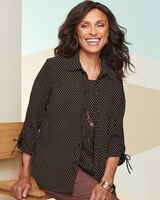 Chiffon Dot Print 3/4 Sleeve Shirt thumbnail number 1