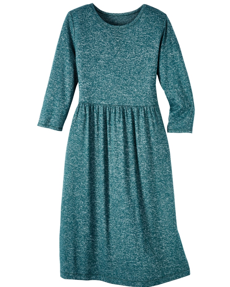 Haband Women’s Marled Hacci Sweater Knit Empire Waist Dress image number 1