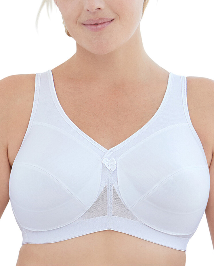 Magic lift support bra in cotton mix white Glamorise
