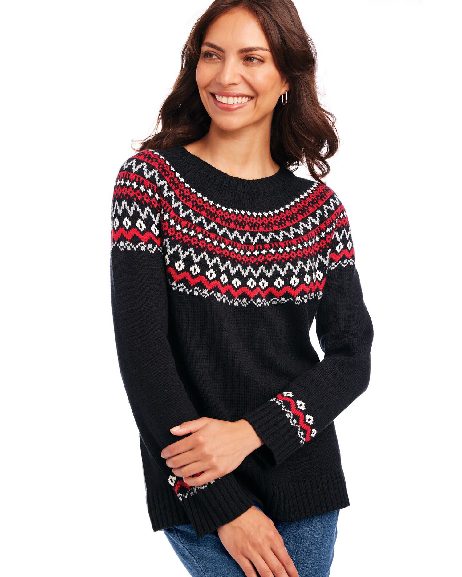 Womens black fair isle sweater hotsell