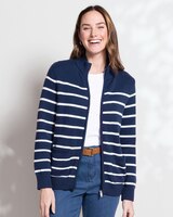 Bayside Cotton Striped Patch-Pocket Zip Cardigan thumbnail number 1