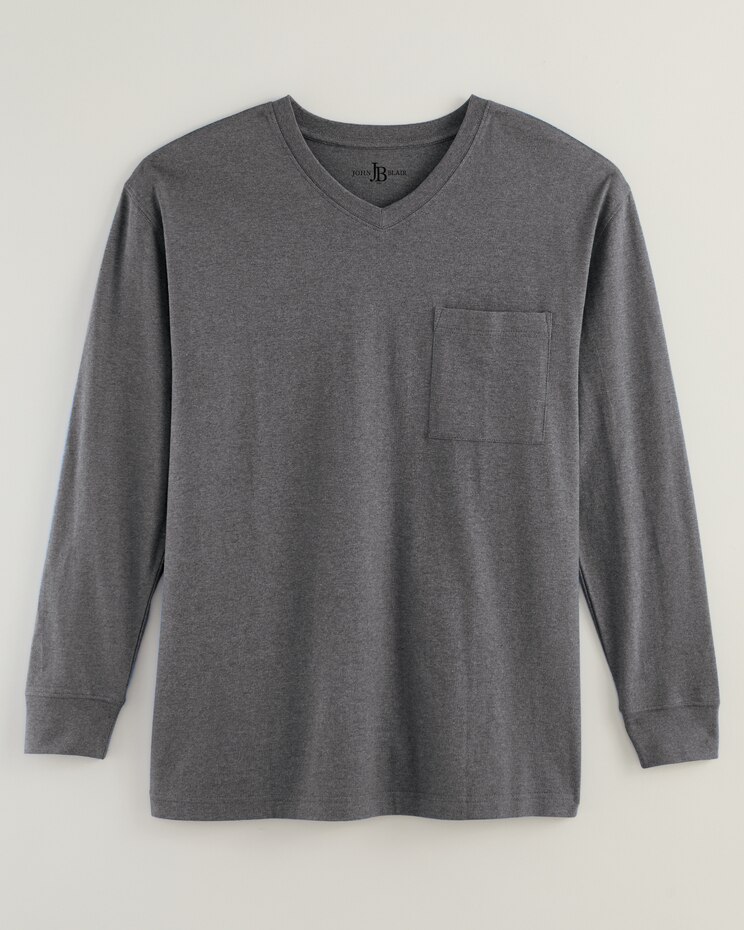 John Blair® Everyday Jersey Knit Long-Sleeve Pocket V-Neck Tee image number 1
