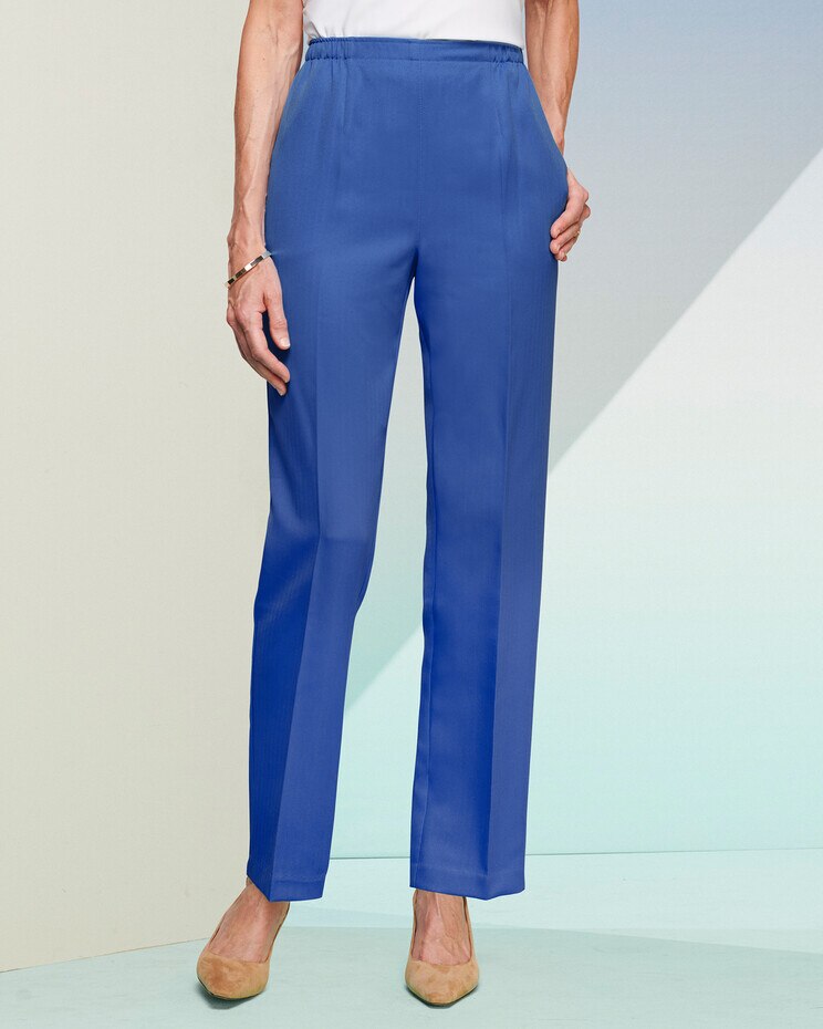 Herringbone Straight Leg Pull-On Pants | Blair
