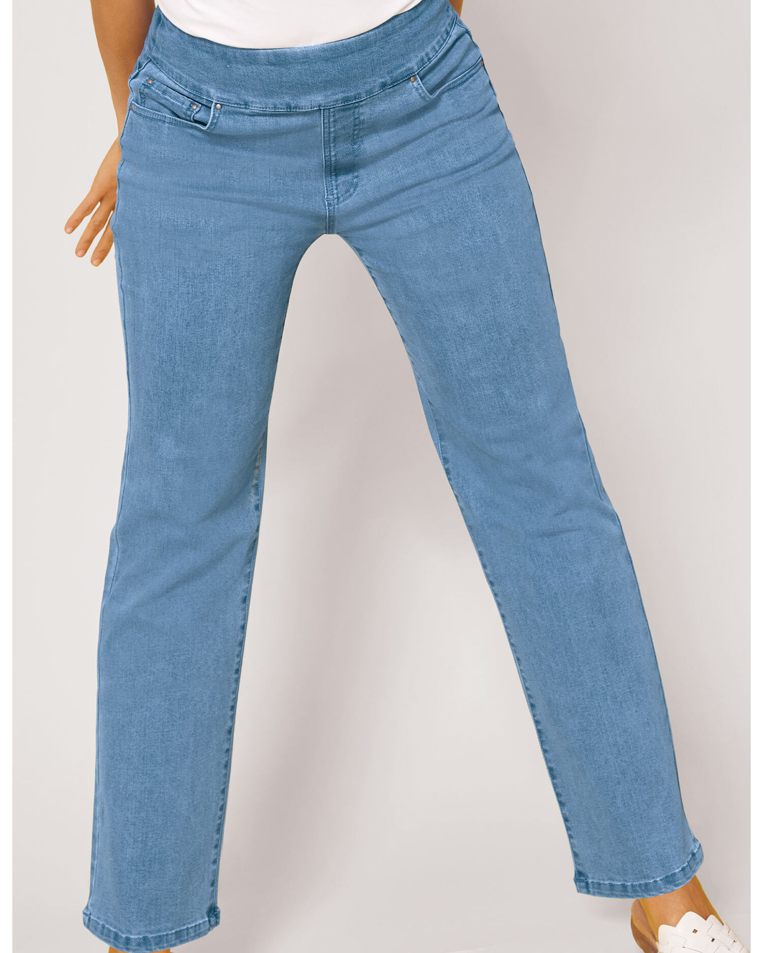 DenimEase Flat Waist Wide Leg Jeans Blair