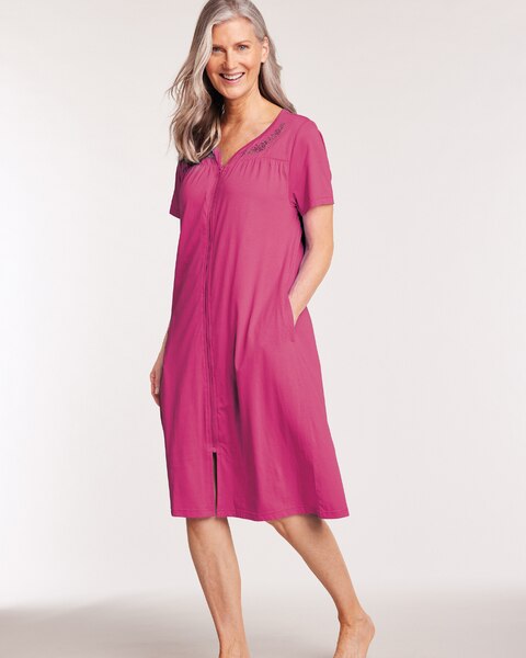 Zip Front Embroidered Robe