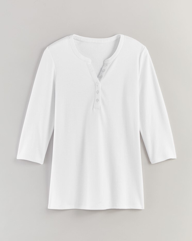 Essential Knit Three-Quarter Sleeve Henley image number 1