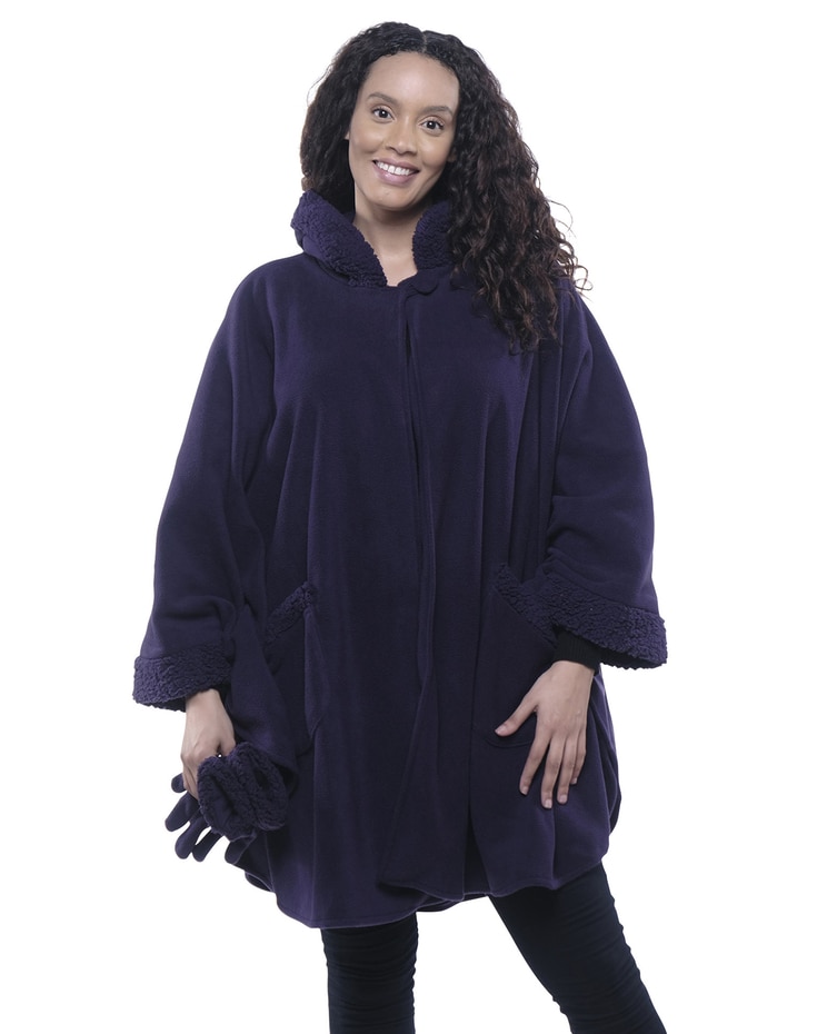 Sherpa Trim Fleece Wrap & Glove Set image number 1