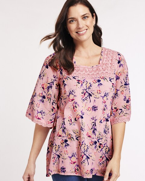 Elbow-Sleeve Gauze Tunic