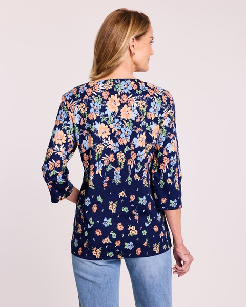 Essential Knit Border Print Top