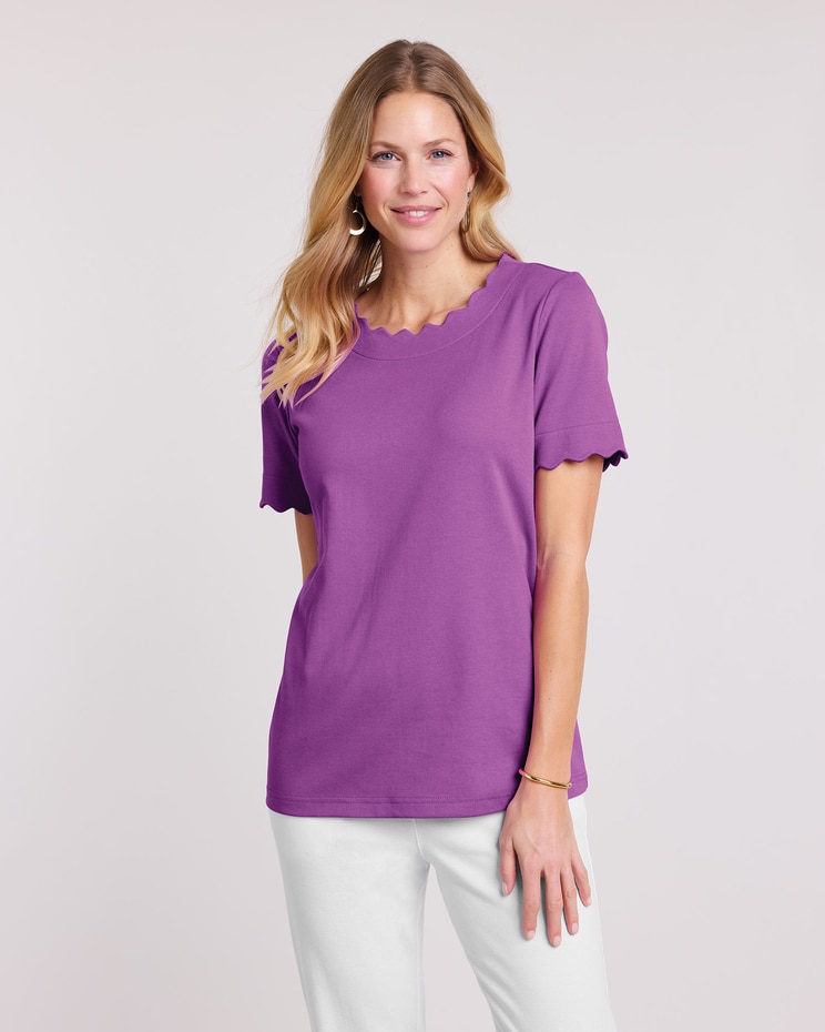 Essential Knit Scalloped Top image number 1