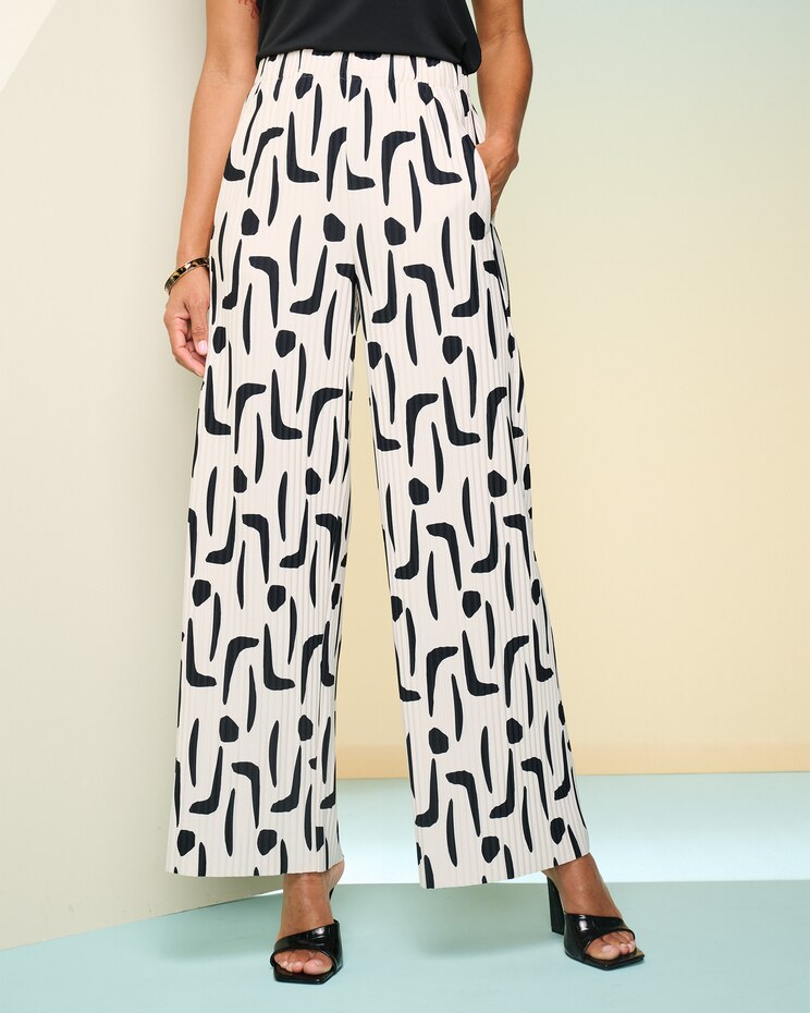 Wave Pleated Print Pants image number 1
