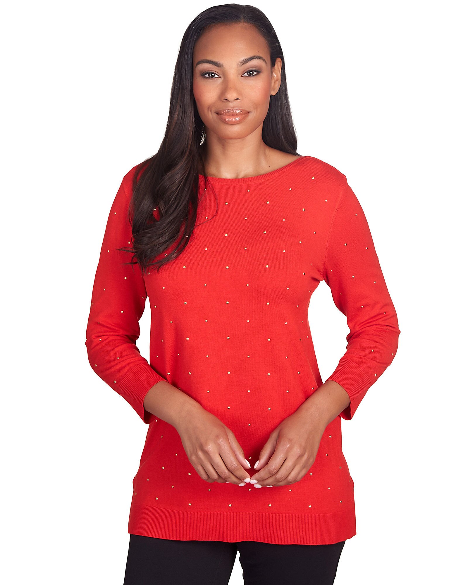 Ruby Rd Stud Embellished Tunic Sweater