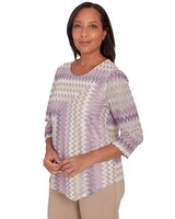 Alfred Dunner® Charm School Sparkling Zig Zag Stripe Top thumbnail number 3