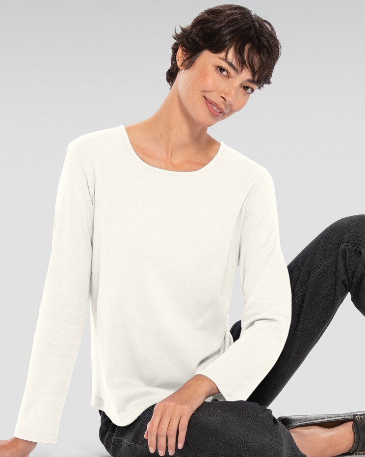 Coastal Cotton Long-Sleeve Solid Scoopneck Tee image number 1