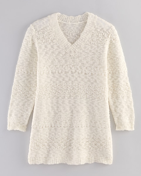 Textured Three-Quarter Sleeve Sweater