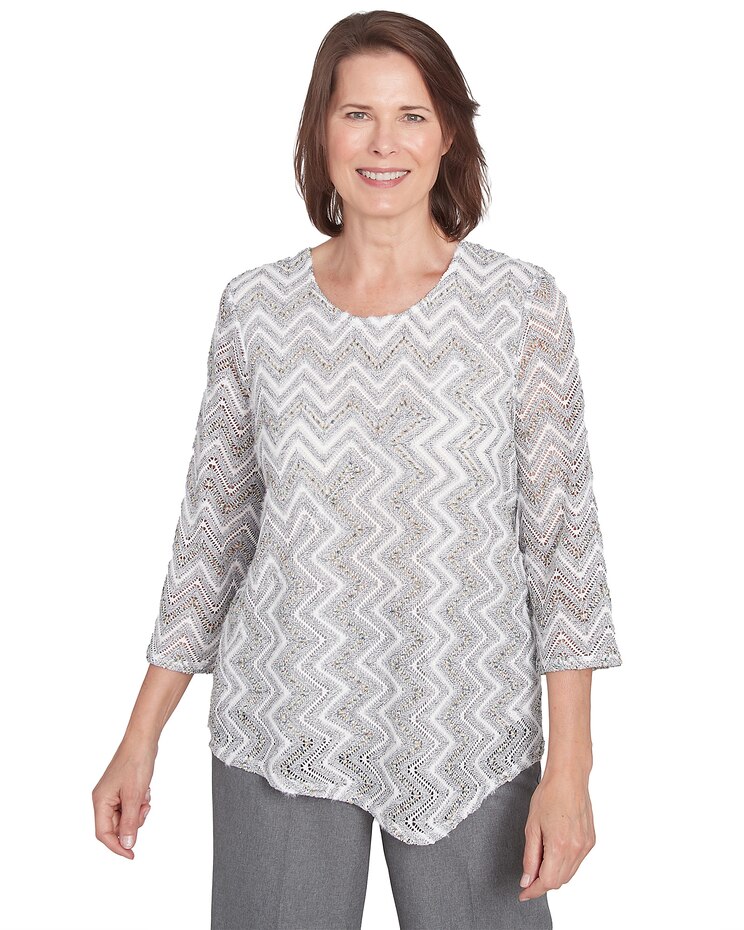 Alfred Dunner® Copenhagen Spliced Crew Neck Stripe Tee image number 1