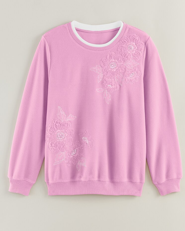 Alfred Dunner® Sherpa Floral Embroidery Top image number 1