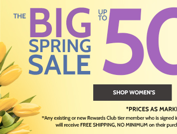 the big spring sale up to 60% off freshen up your look while savings bloom on over xxx styles shop women's *prices as marked | online only | ends 3/21/24