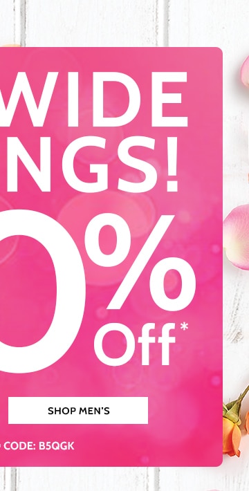 sitewide savings 40% off* shop men's *use promo code: B5QGK