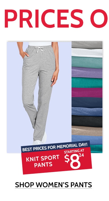 best prices for memorial day! knit sport pants starting at $8.99  shop women's pants