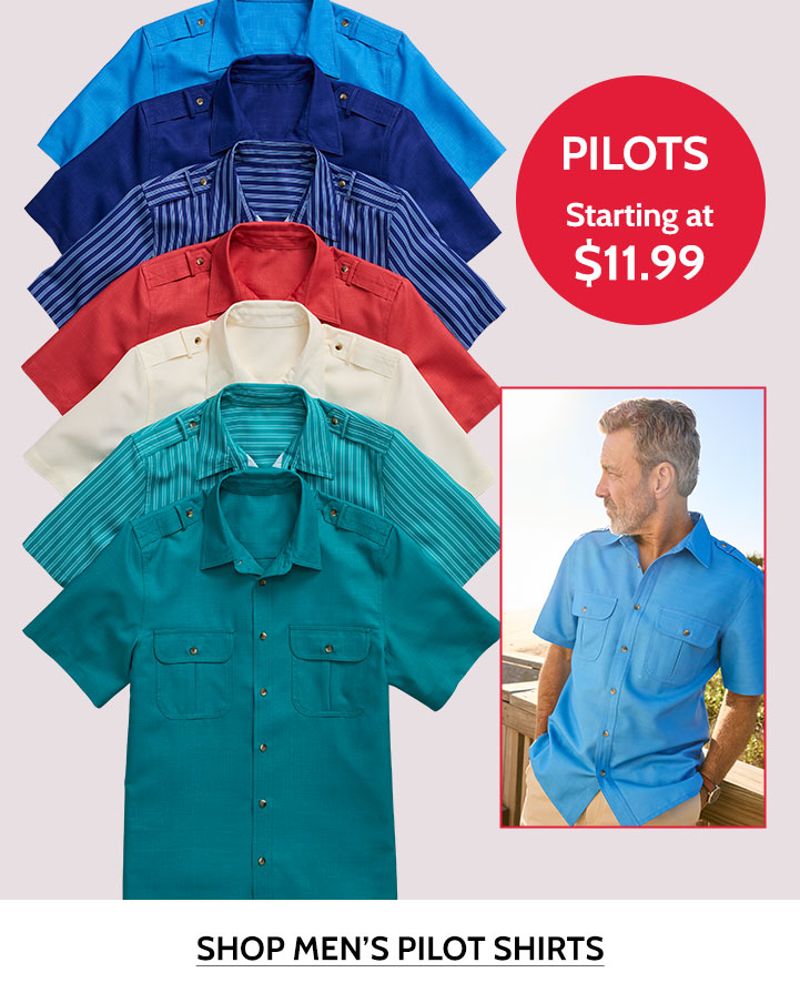 Pilots starting at $11.99 shop men's pilot shirts