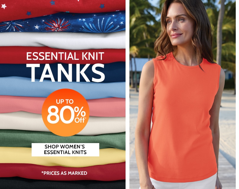 essential knit tanks up to 80% off* shop women's essential knit tanks * prices as marked