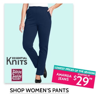 Essential knits - lowest prices of the season! Essential knit pull-on pants starting at $14.99. Shop women's pants