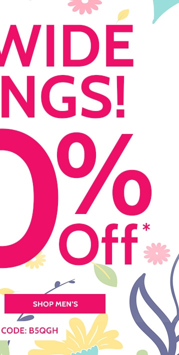 sitewide savings 40% off* shop men's *use promo code: B5QGH