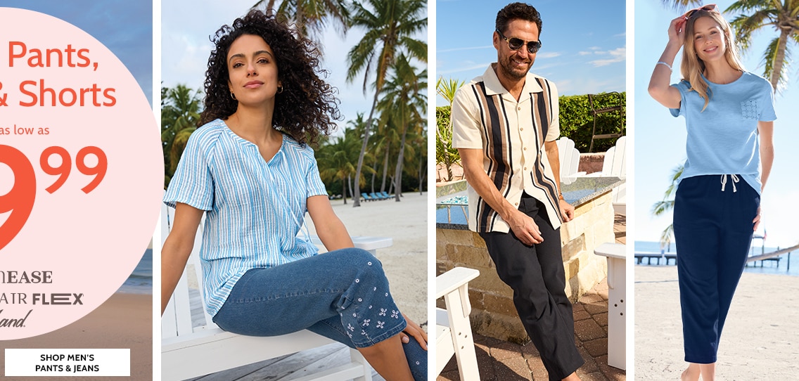 jeans, pants, capris & shorts styles as low as $9.99 including denimease johnblairflex haband shop men's pants & jeans