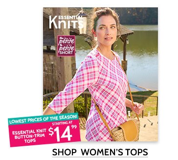 Essential knits - lowest prices of the season! Essential knit button-trim tops starting at $14.99. Shop women's tops