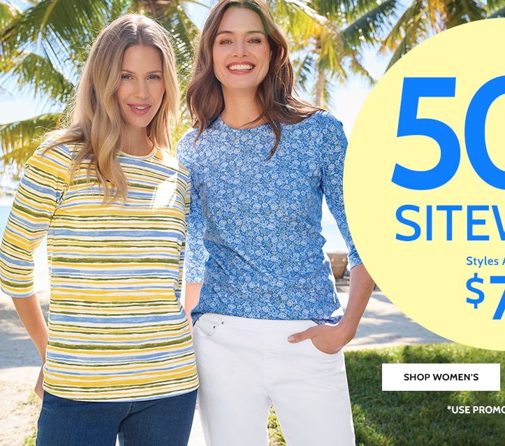 50% off* sitewide! styles as low as $7.49 shop women's use promo code: B5qny